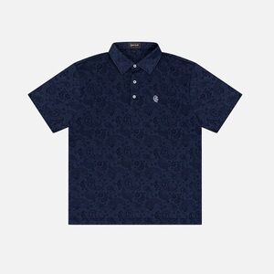Quiet Golf Monogram Navy Paisley Polo Shirt Size Small